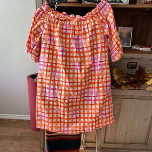 CoreyLynnCalter women’s Mary off the shoulder ruffle plaid dress size medium